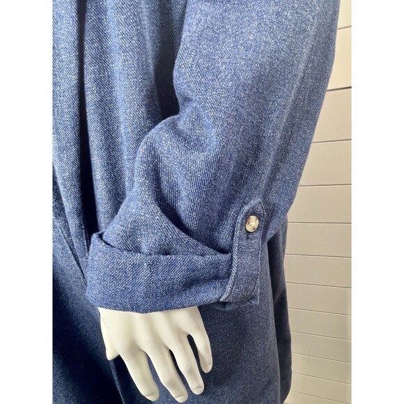 J. Jill Womens Blazer Coat L Open Front Lagenlook Chambray Blue Roll Tab Sleeve - Picture 3 of 12